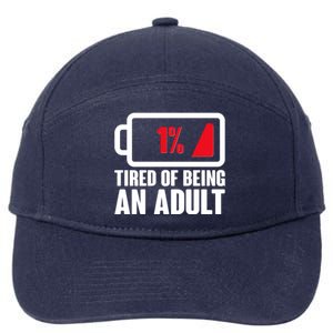 Funny Tired of Being An Adult Low Battery 7-Panel Snapback Hat