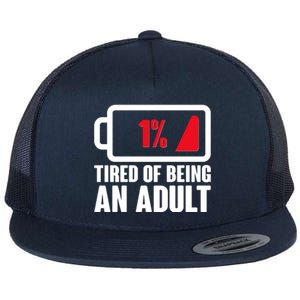 Funny Tired of Being An Adult Low Battery Flat Bill Trucker Hat