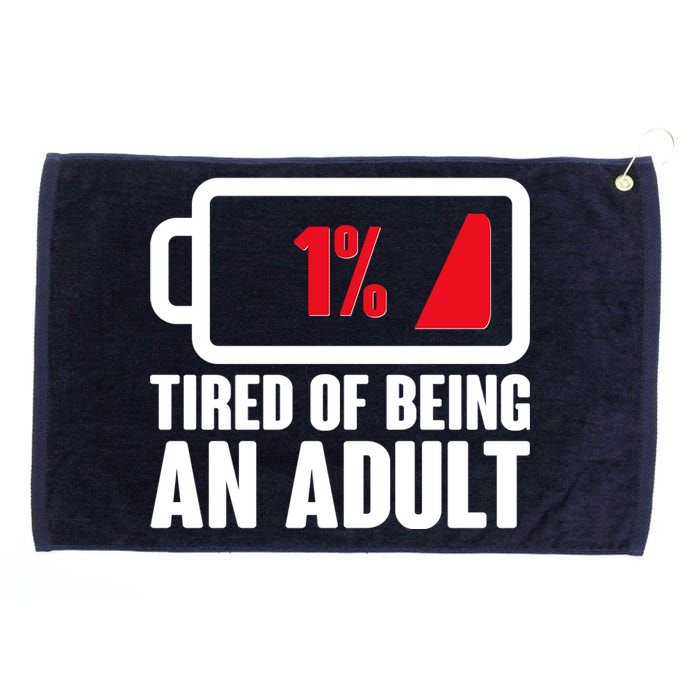 Funny Tired of Being An Adult Low Battery Grommeted Golf Towel