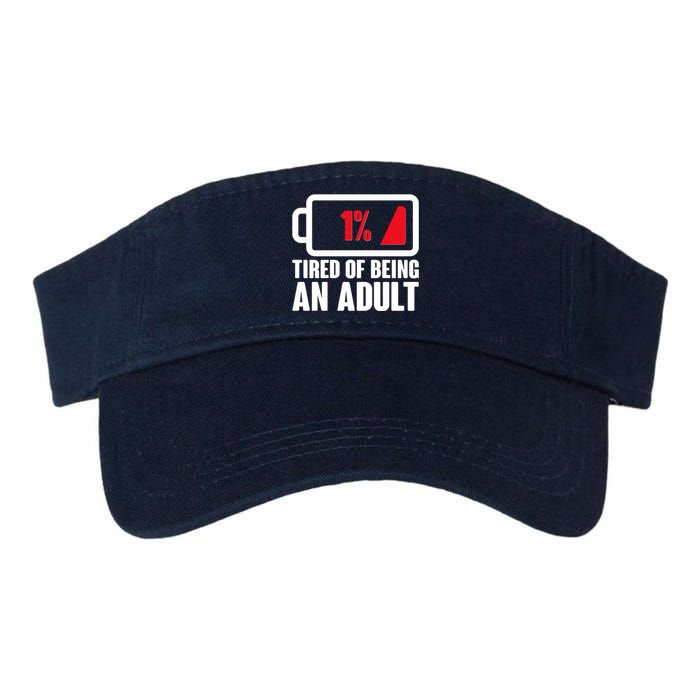 Funny Tired of Being An Adult Low Battery Valucap Bio-Washed Visor