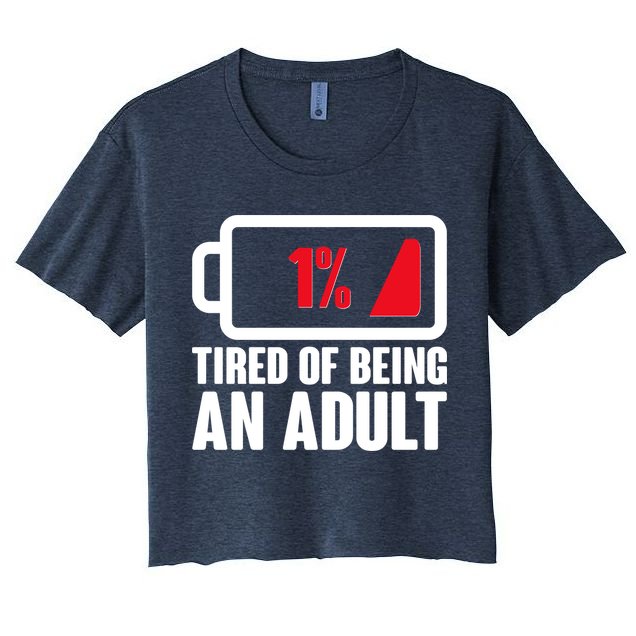 Funny Tired of Being An Adult Low Battery Crop Top