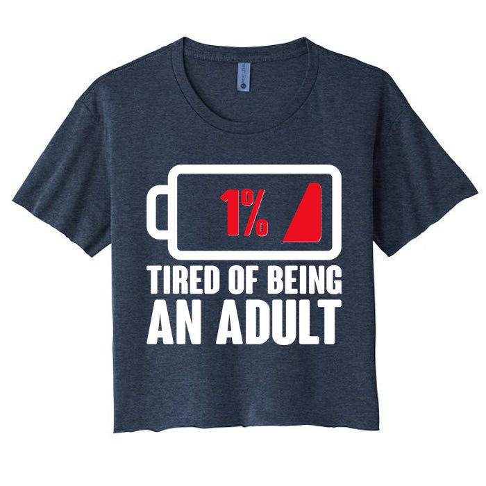 Funny Tired of Being An Adult Low Battery Crop Top