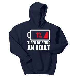 Funny Tired of Being An Adult Low Battery Kids Hoodie