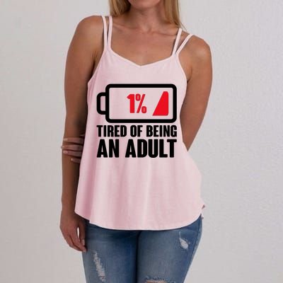 Funny Tired of Being An Adult Low Battery Women's Strappy Tank