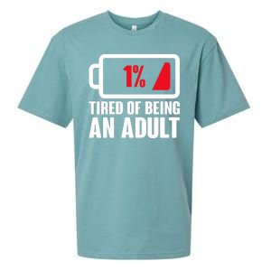 Funny Tired of Being An Adult Low Battery Sueded Cloud Jersey T-Shirt