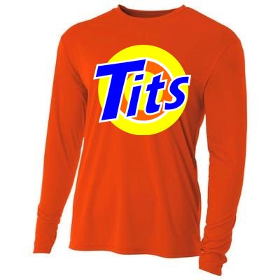 Funny Tits Logo Cooling Performance Long Sleeve Crew