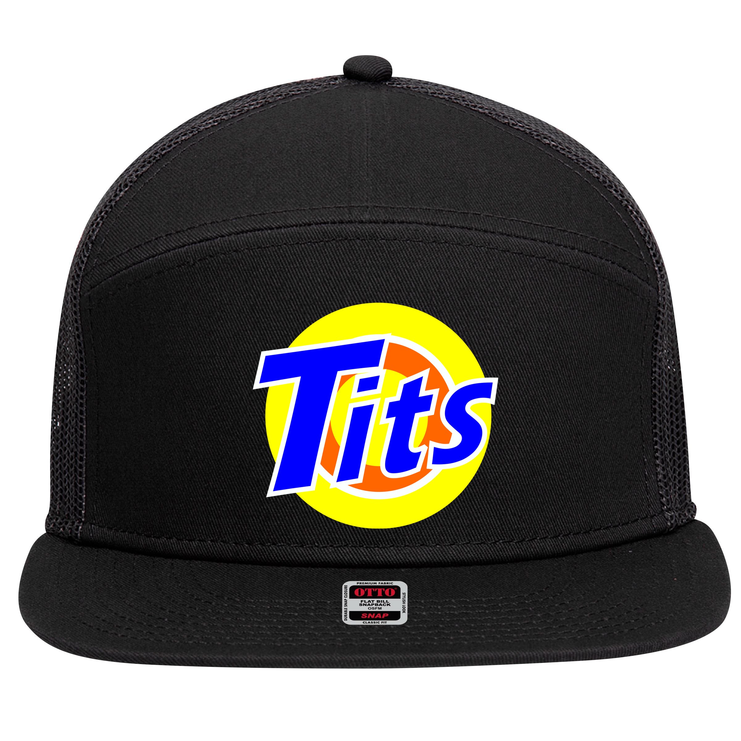 Funny Tits Logo 7 Panel Mesh Trucker Snapback Hat