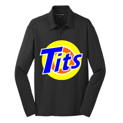 Funny Tits Logo Silk Touch Performance Long Sleeve Polo