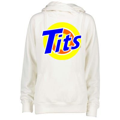 Funny Tits Logo Womens Funnel Neck Pullover Hood