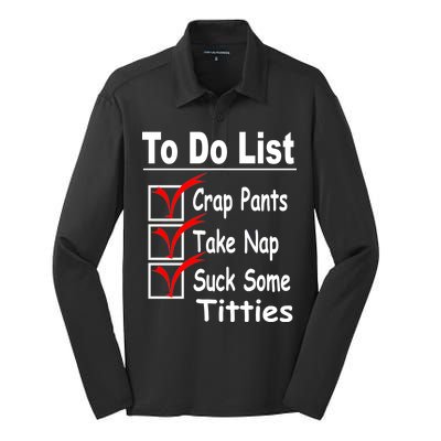 Funny To Do List Silk Touch Performance Long Sleeve Polo