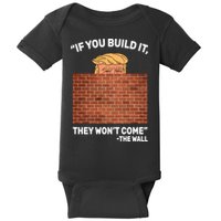 Funny Trump If You Built The Wall They Won't Come  Baby Bodysuit
