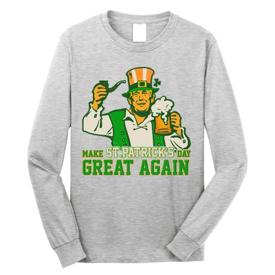Funny Trump Make St Patrick's Day Great Again Long Sleeve Shirt