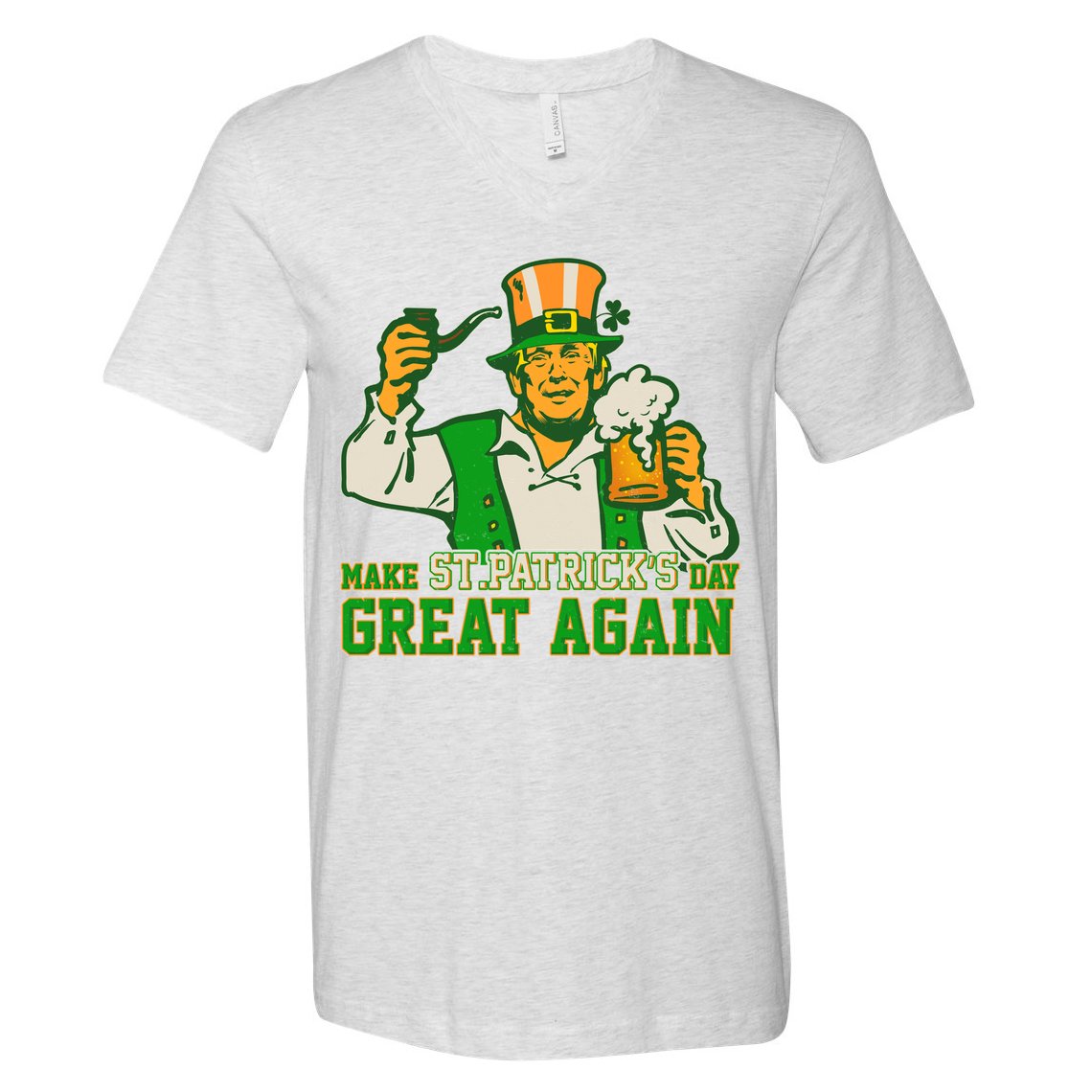 Funny Trump Make St Patrick's Day Great Again V-Neck T-Shirt