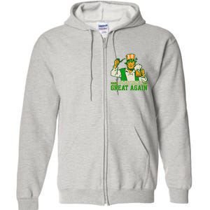 Funny Trump Make St Patrick's Day Great Again Full Zip Hoodie