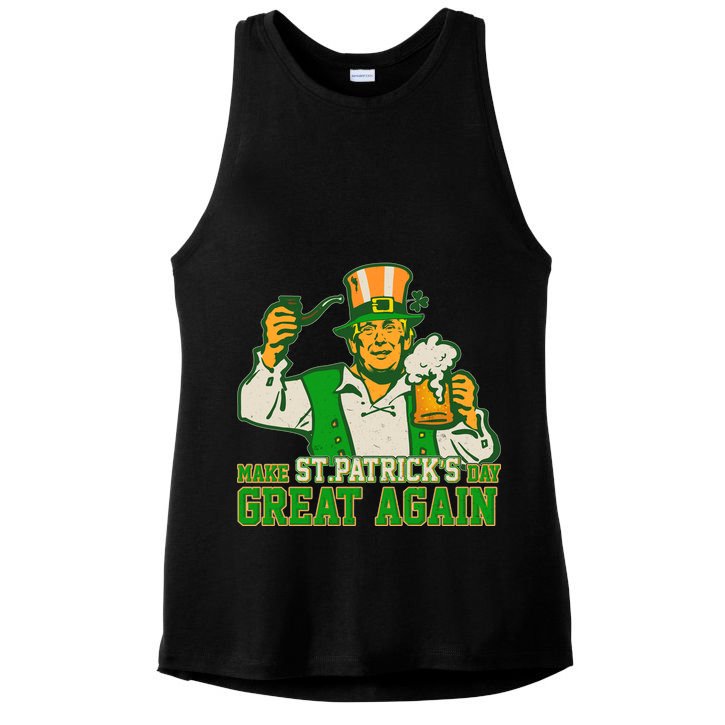 Funny Trump Make St Patrick's Day Great Again Ladies PosiCharge Tri-Blend Wicking Tank
