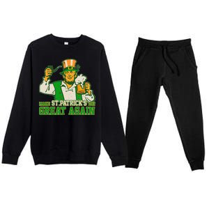 Funny Trump Make St Patrick's Day Great Again Premium Crewneck Sweatsuit Set