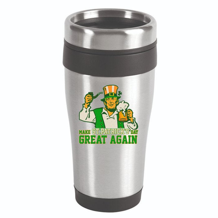 Funny Trump Make St Patrick's Day Great Again 16oz Travel Tumbler