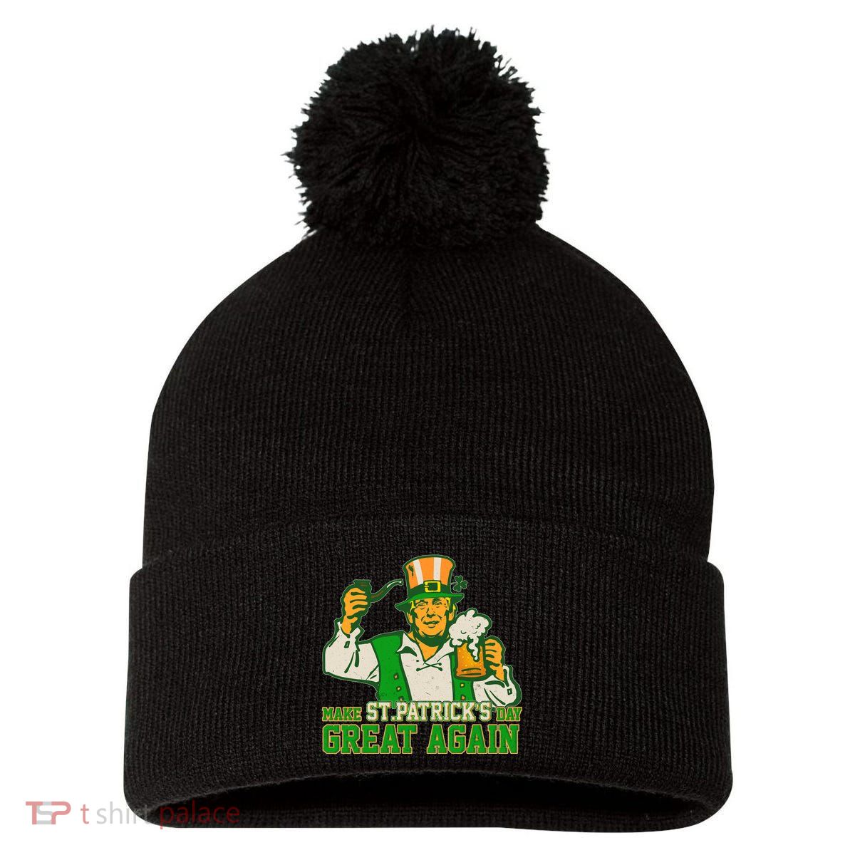 Funny Trump Make St Patrick's Day Great Again Pom Pom 12in Knit Beanie