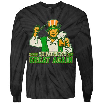 Funny Trump Make St Patrick's Day Great Again Tie-Dye Long Sleeve Shirt