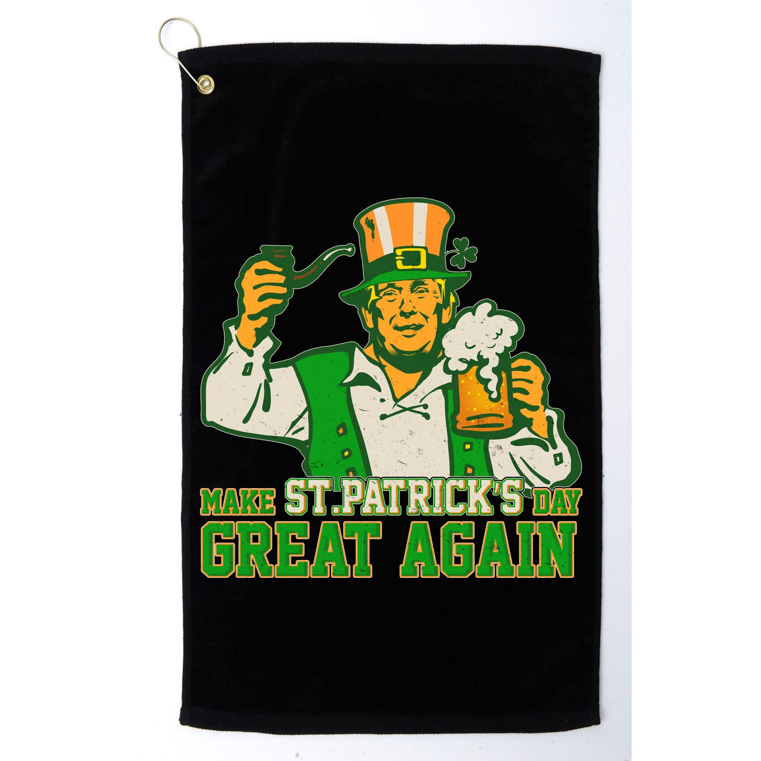 Funny Trump Make St Patrick's Day Great Again Golf Towel