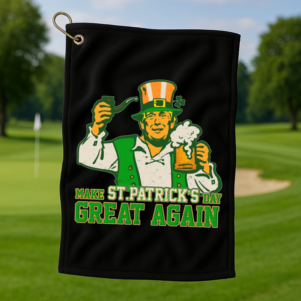 Funny Trump Make St Patrick's Day Great Again Golf Towel
