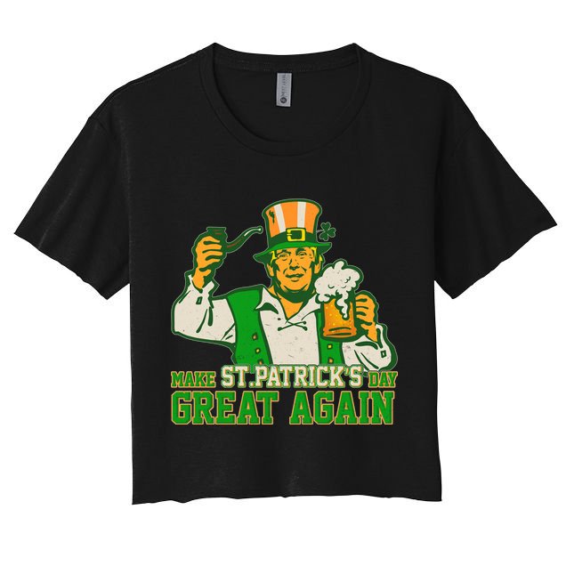 Funny Trump Make St Patrick's Day Great Again Crop Top