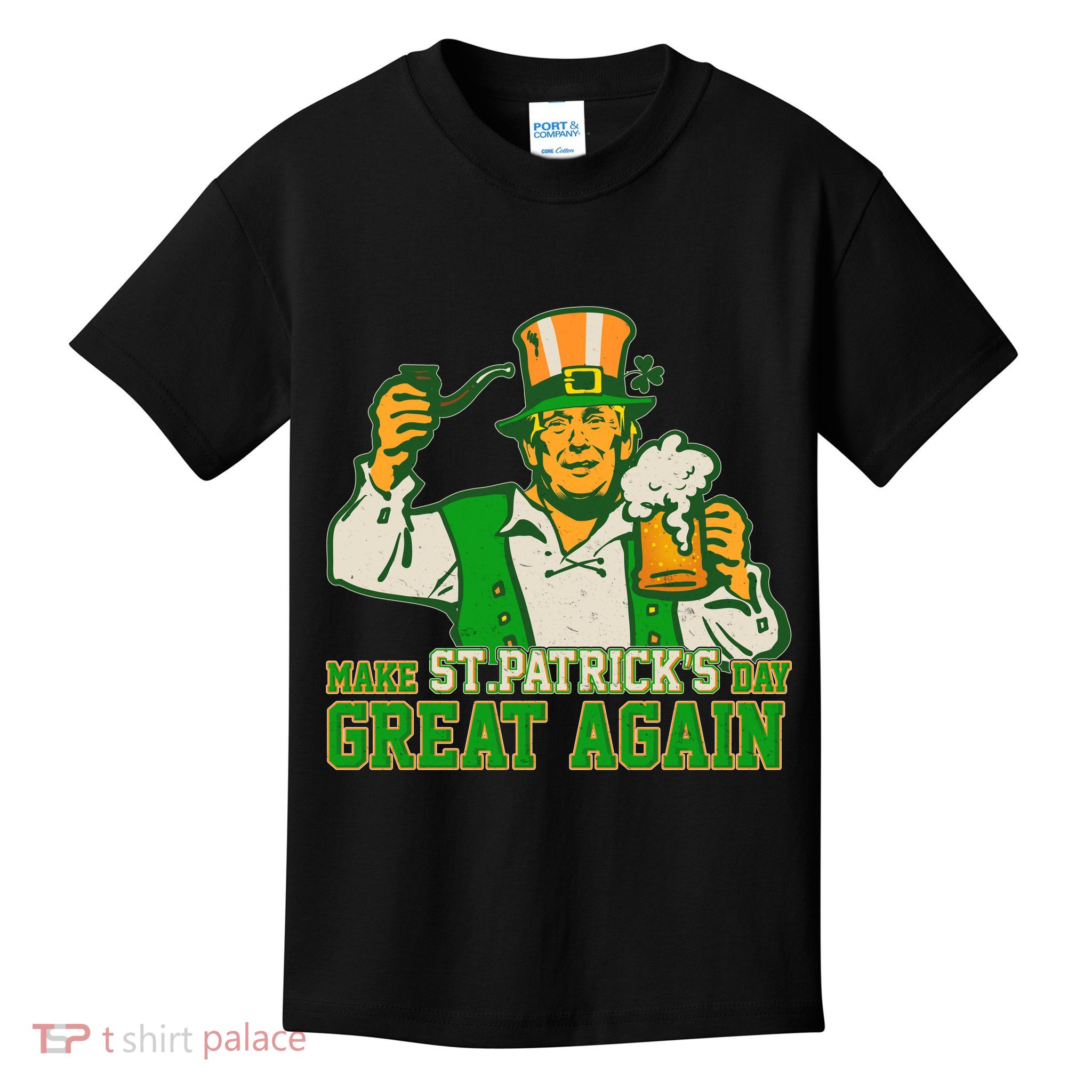 Funny Trump Make St Patrick's Day Great Again Kids T-Shirt