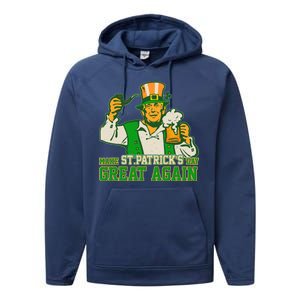 Funny Trump Make St Patrick's Day Great Again Performance Fleece Hoodie