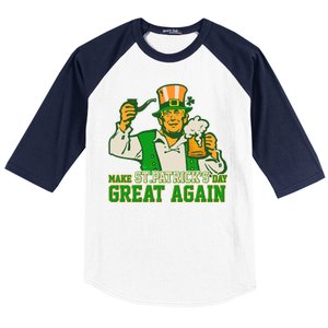 Funny Trump Make St Patrick's Day Great Again Baseball Sleeve Shirt