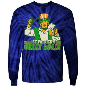 Funny Trump Make St Patrick's Day Great Again Tie-Dye Long Sleeve Shirt