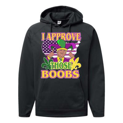 Funny Trump Mardi Gras Boobs Performance Fleece Hoodie