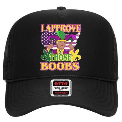 Funny Trump Mardi Gras Boobs High Crown Mesh Back Trucker Hat