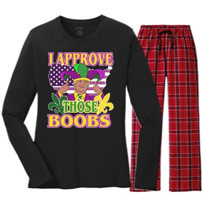 Funny Trump Mardi Gras Boobs Women's Long Sleeve Flannel Pajama Set 