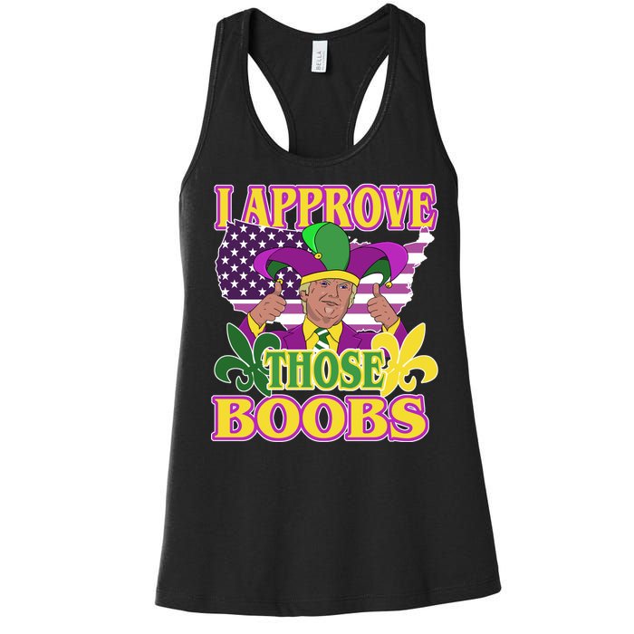 Funny Trump Mardi Gras Boobs Women's Racerback Tank