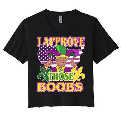 Funny Trump Mardi Gras Boobs Women's Crop Top Tee