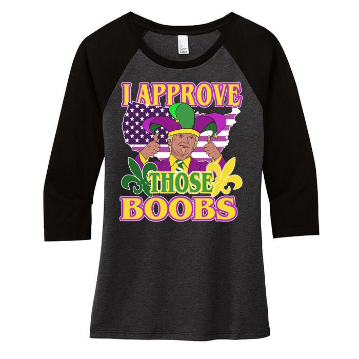 Funny Trump Mardi Gras Boobs Women's Tri-Blend 3/4-Sleeve Raglan Shirt