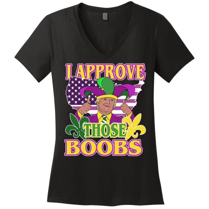 Funny Trump Mardi Gras Boobs Women's V-Neck T-Shirt