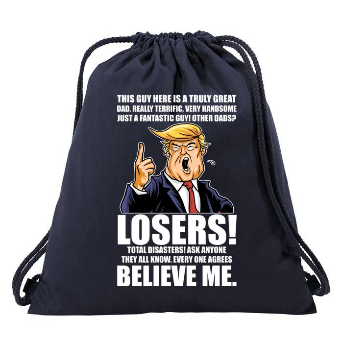 Funny Trump Really Terrific Very Handsome Father's Day Drawstring Bag