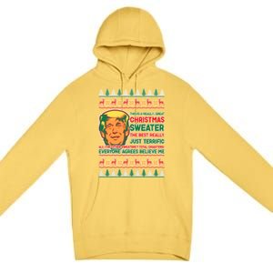 Funny Trump Ugly Christmas Sweater Premium Pullover Hoodie