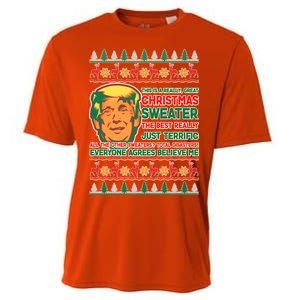 Funny Trump Ugly Christmas Sweater Cooling Performance Crew T-Shirt