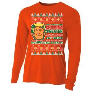 Funny Trump Ugly Christmas Sweater Cooling Performance Long Sleeve Crew