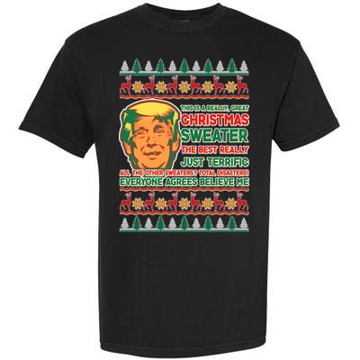 Funny Trump Ugly Christmas Sweater Garment-Dyed Heavyweight T-Shirt