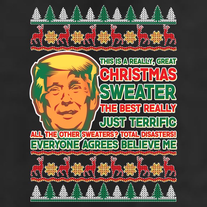 Funny Trump Ugly Christmas Sweater 7 Panel Mesh Trucker Snapback Hat