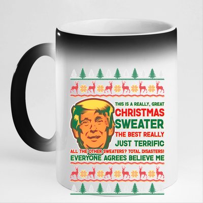 Funny Trump Ugly Christmas Sweater 11oz Black Color Changing Mug