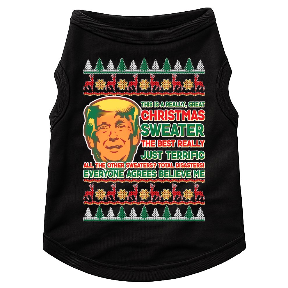 Funny Trump Ugly Christmas Sweater Doggie Tank
