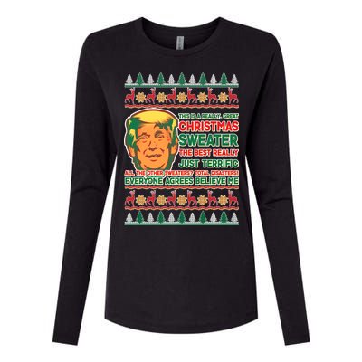 Funny Trump Ugly Christmas Sweater Womens Cotton Relaxed Long Sleeve T-Shirt