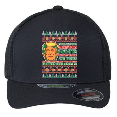 Funny Trump Ugly Christmas Sweater Flexfit Unipanel Trucker Cap