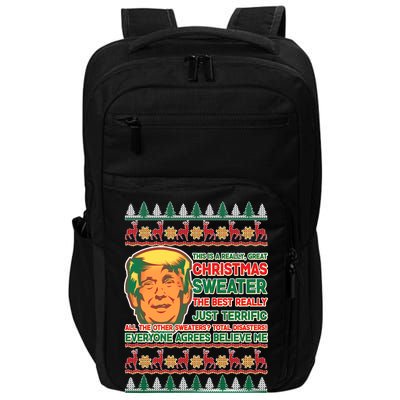 Funny Trump Ugly Christmas Sweater Impact Tech Backpack