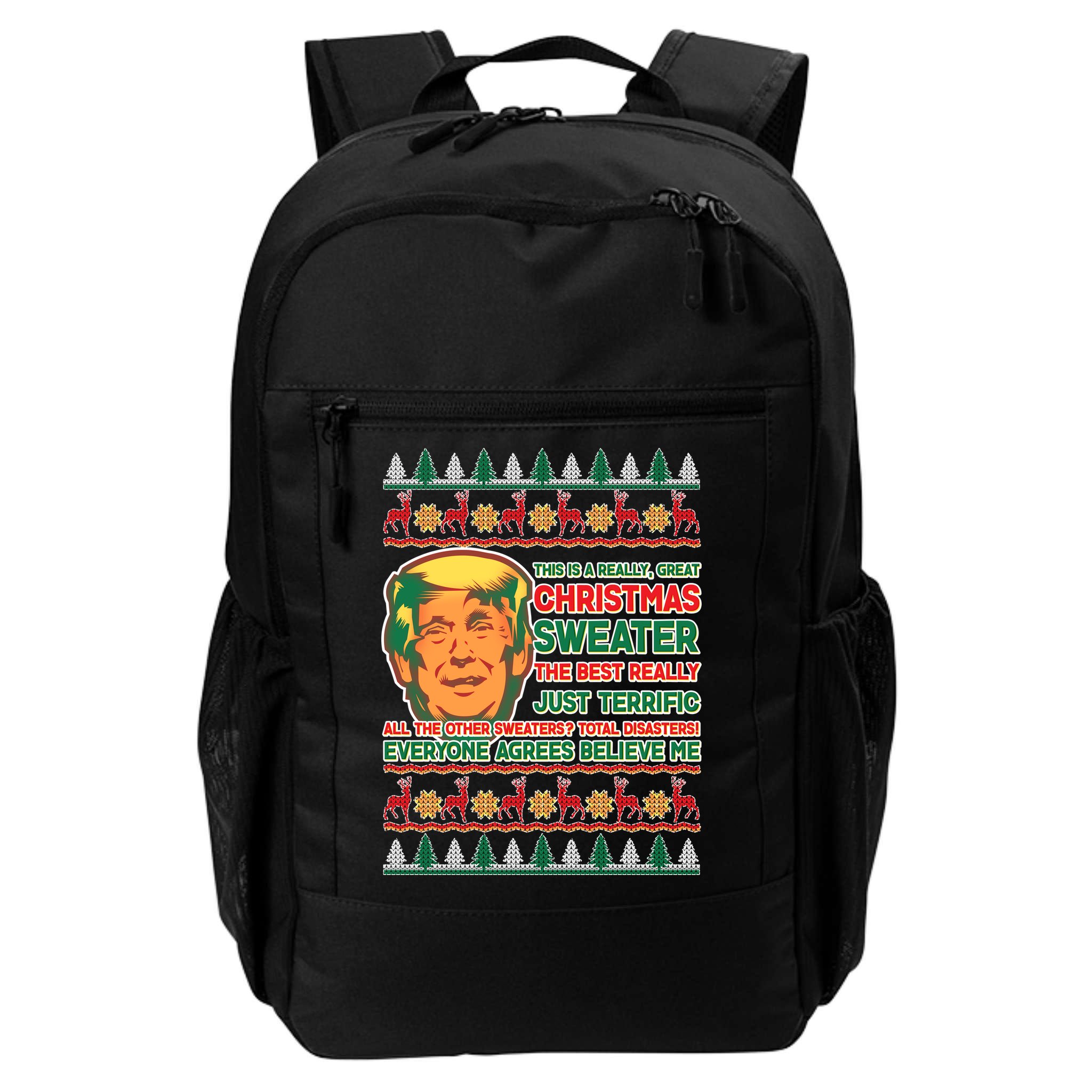 Funny Trump Ugly Christmas Sweater Backpack