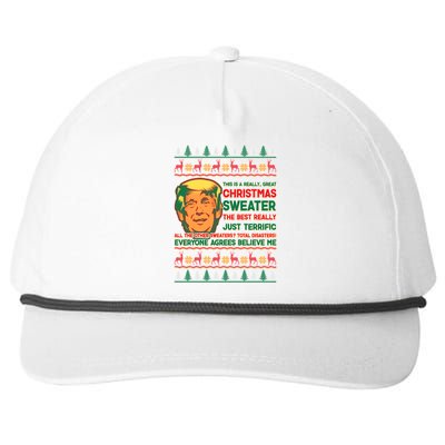 Funny Trump Ugly Christmas Sweater Snapback Five-Panel Rope Hat